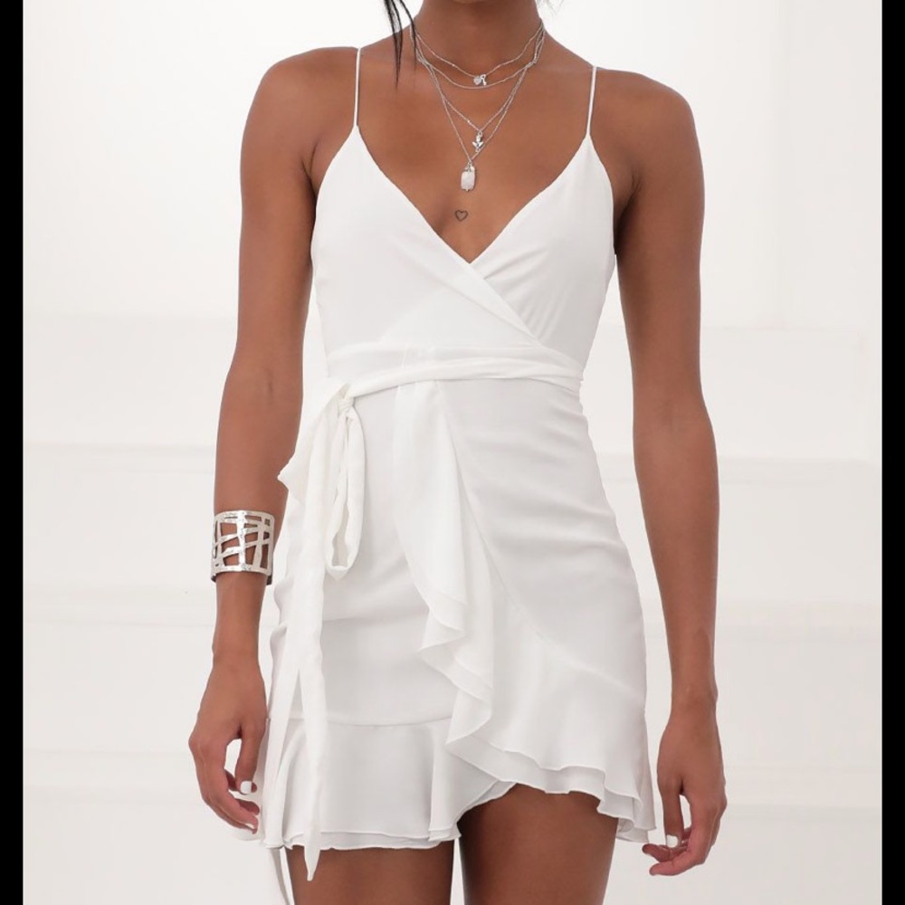Lucy in the Sky white wrap dress NWT